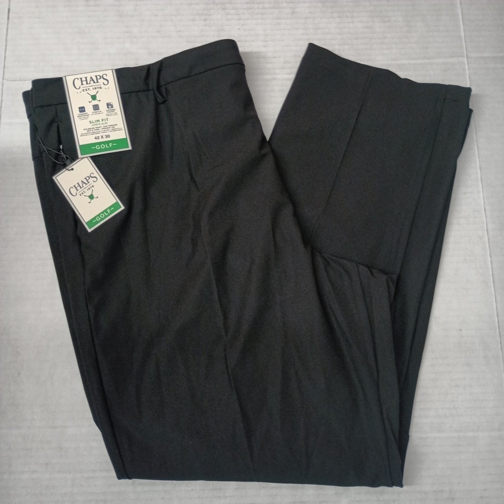 Chaps‎ Golf Performance Slim Fit Pants Men's 42x30 Black Stretch Waistband